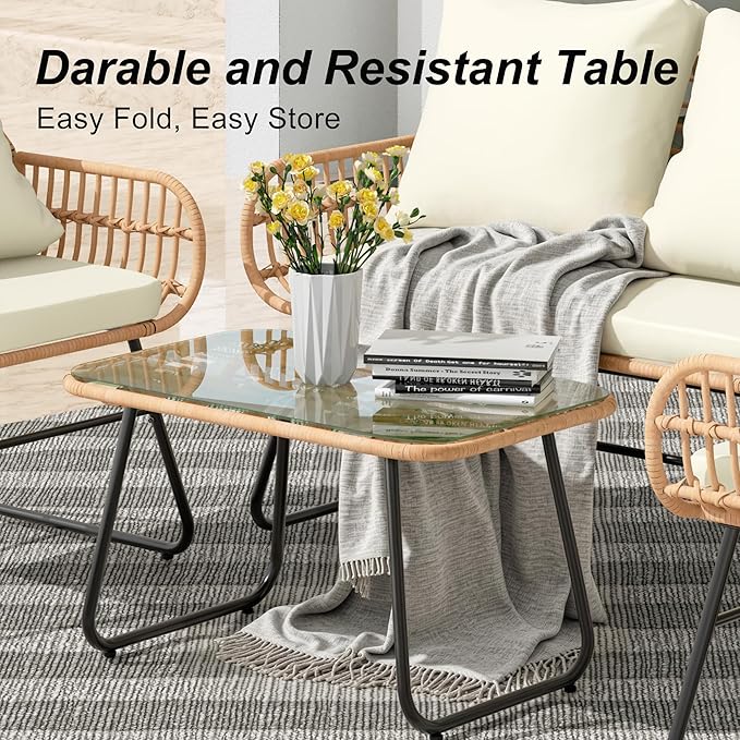 LEX CRAFT 4-Piece Wicker Outdoor Patio Furniture Set - Image 4