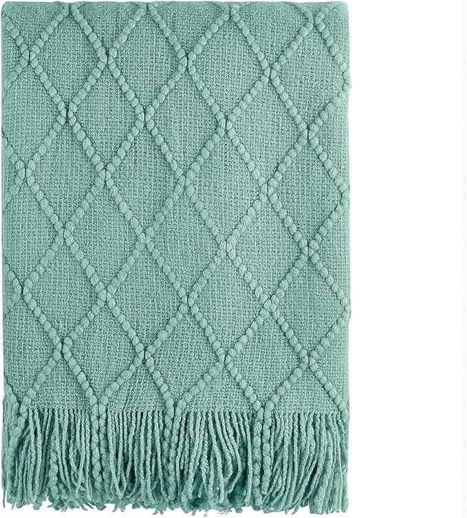 BOURINA Dark Cyan Throw Blanket 50 x90 Inches Textured Solid Soft Sofa Throw by BOURINA