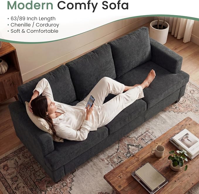 YOUDENOVA 2 Piece Set Comfy Sofa Couch, 2 3-Seater Sofa - Image 3