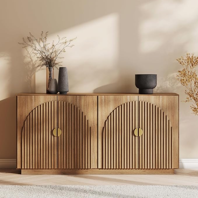 BELLEZE 65 Inch Fluted Buffet Cabinet by BELLEZE