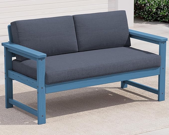 SERWALL Blue HDPE Outdoor Loveseat by SERWALL