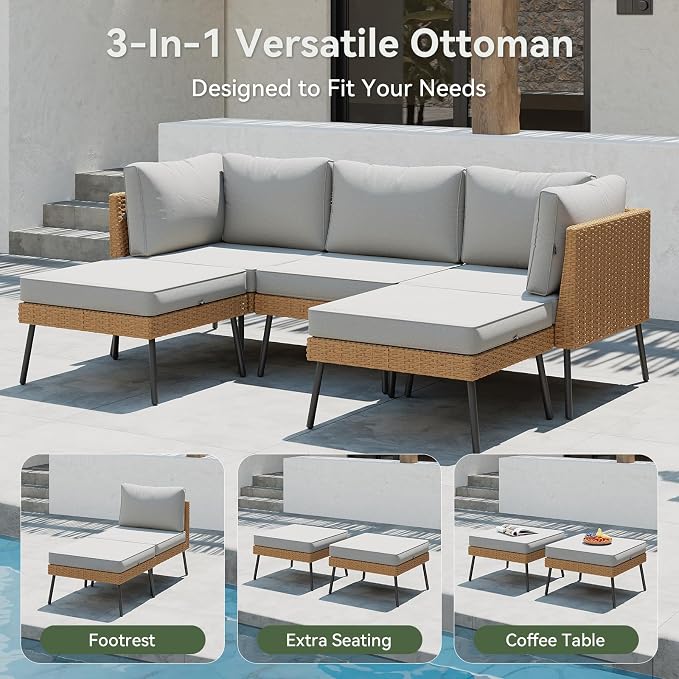 Aoxun 10 Piece Patio Furniture Set, 10 Seats Outdoor Sectional Sofas - Image 6