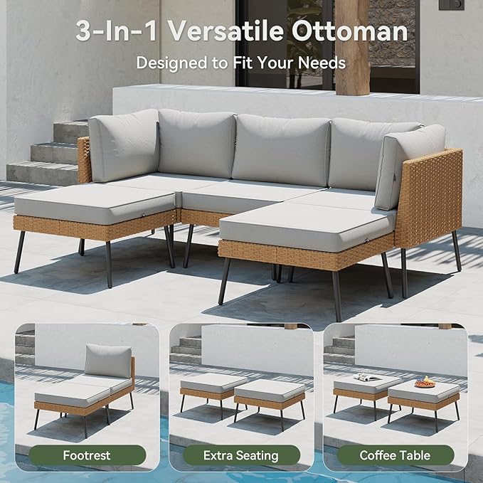 Aoxun 8 Piece Patio Furniture Set, 8 Seats Outdoor Sectional Sofas - Image 7