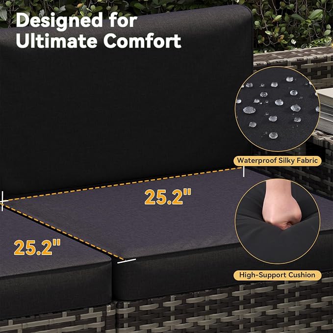 Aoxun 8 Piece Patio Furniture Set, Wicker Outdoor Furniture - Image 2