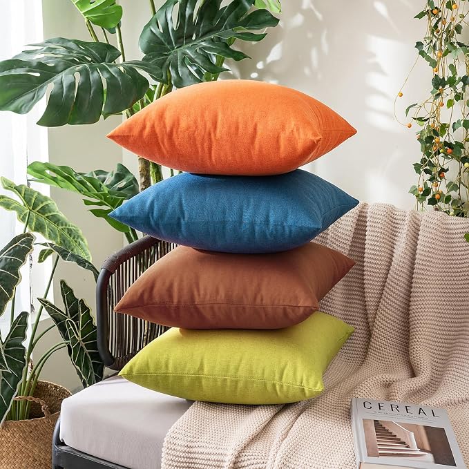 MIULEE Pack of 2 Decorative Outdoor Solid Waterproof Throw Pillow Covers Faux - Image 6