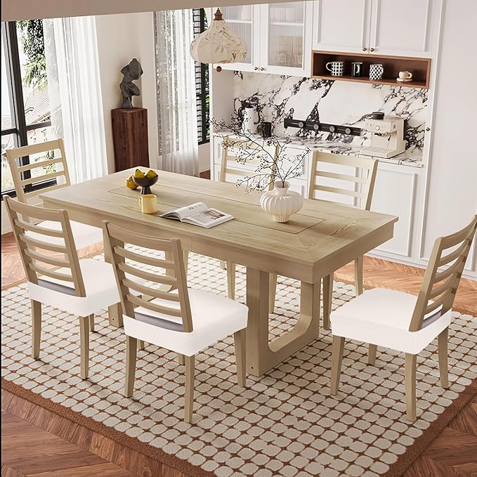 Smiry Waterproof Seat Covers for Dining Room Chairs Set of 8, Stretch Jacquard - Image 8