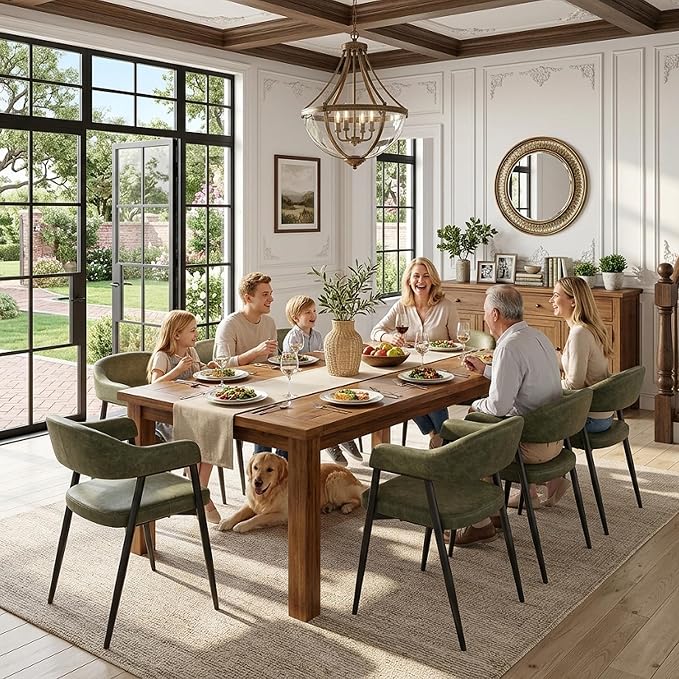 HNY Modern Dining Room Arm Chairs Set of 6, Open-Back Kitchen Side Chairs - Image 7