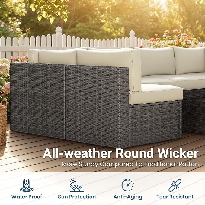 Wisteria Lane 7 Pieces Outdoor Patio Furniture Set, Wicker Outdoor Patio - Image 3
