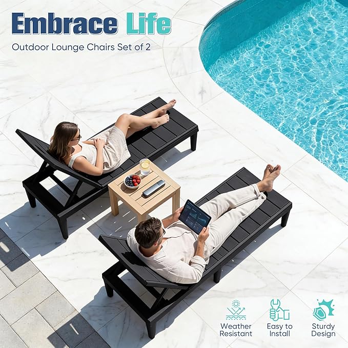 Devoko Outdoor Chaise Lounge Chair Set of 2 - Image 6