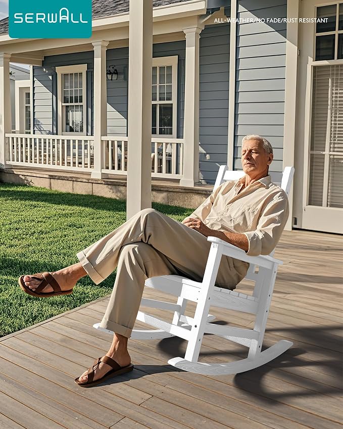 SERWALL Oversized Outdoor Rocking Chair Set of 4, HDPE Rocker - Image 5