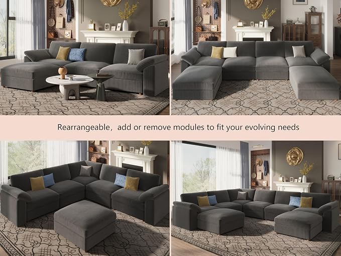 EASE MOOSE Oversized Sectional Modular Sofa, Large U Shape Sectional Couch Wide - Image 7