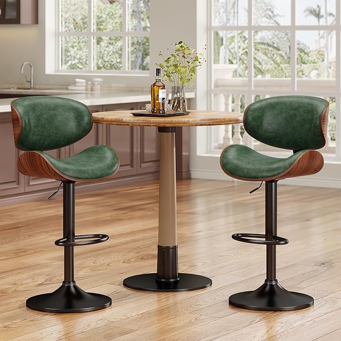 YaFiti Bar Stools Set of 3, Bentwood Adjustable Height Swivel Bar Stools - Image 6