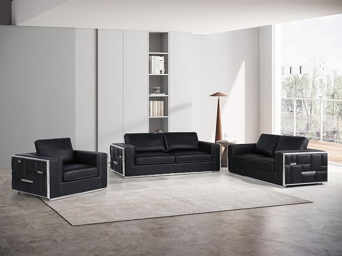 Blackjack Furniture Catania Modern Top Grain Italian Leather Sofa Set - Image 2