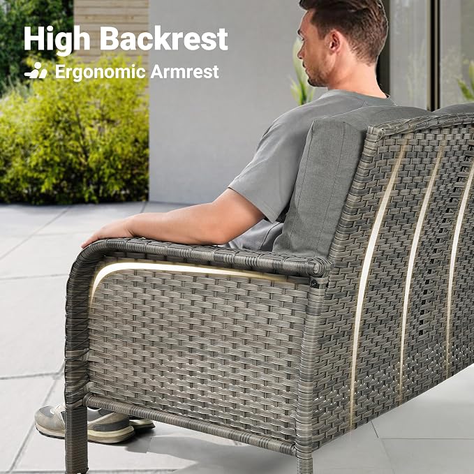ovios 5-Piece Patio Furniture Set, Outdoor Wicker Sofa - Image 2