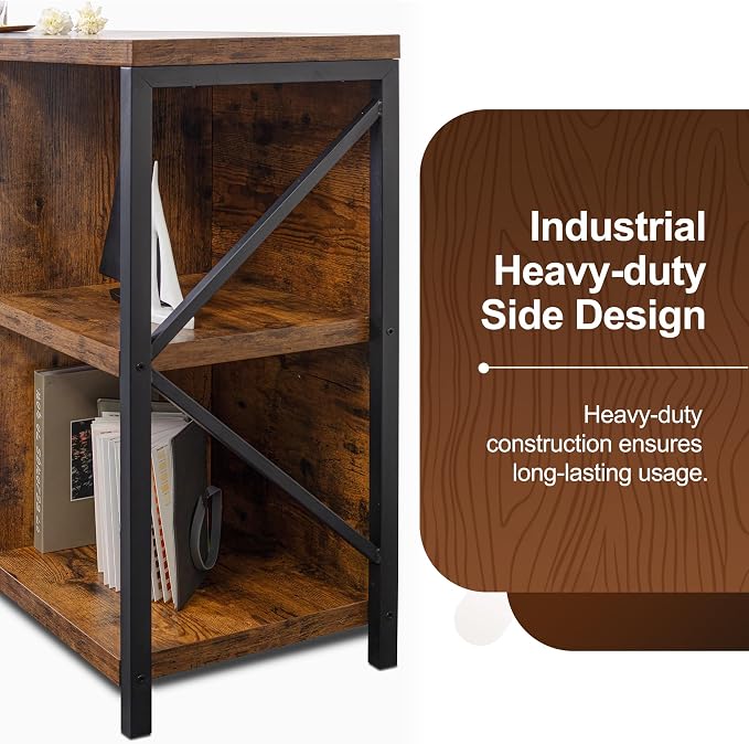 8 Cube Storage Organizer Bookshelf, Industrial Horizontal Bookcase, Accent - Image 5