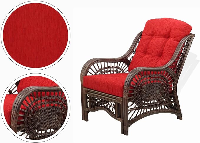 Malibu Lounge Set of 4: 2 Natural Rattan Wicker Chairs, Three-Seater Sofa - Image 7