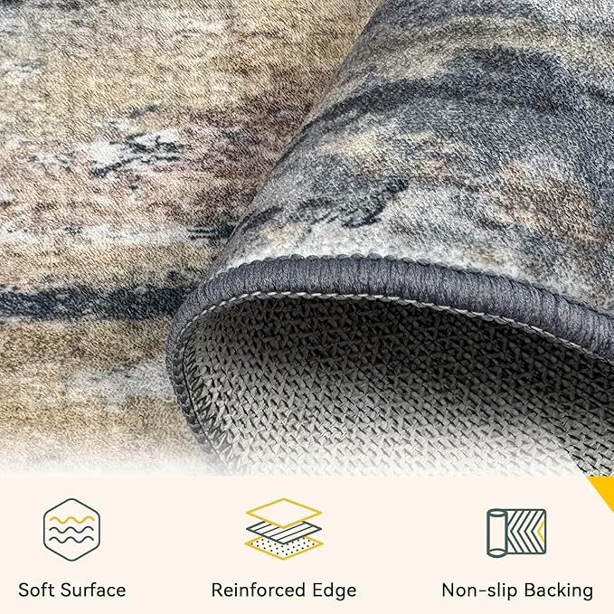 RELEANY Washable Area Rugs 6'x9' Non-Slip Modern Abstract Soft - Image 4