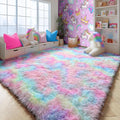PAGISOFE Rainbow Rugs 6x9, Large Fluffy Soft Carpet, Plush Shaggy Rugs by PAGISOFE