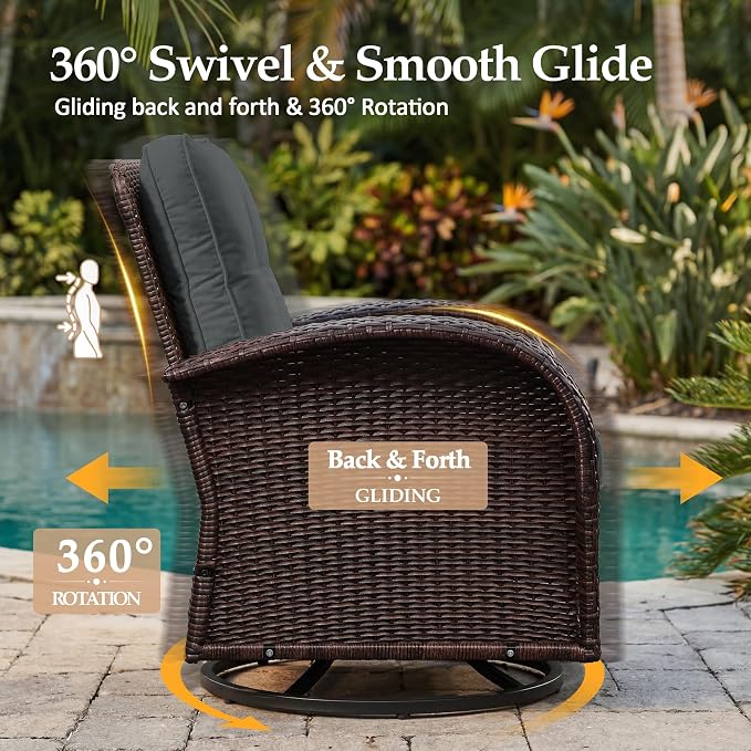 UPHA 5 Pieces Patio Furniture Sets, Wicker Outdoor 3-Seat Sofa Set - Image 3
