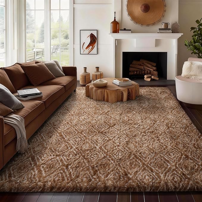 Ophanie 8x10 Brown and White Diamond Striped Rugs - Image 2