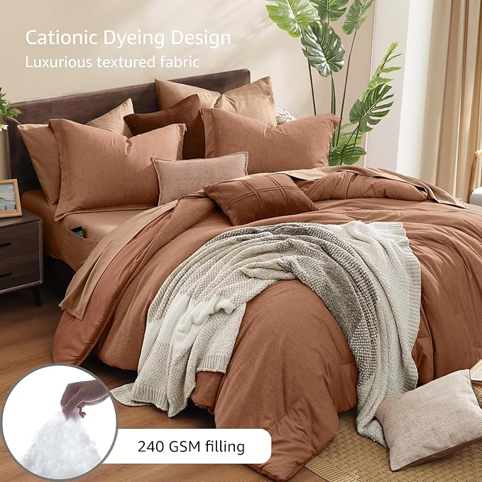 Monbix Full Size Comforter Set, Autumn Leaf Bedding Comforter - Image 3