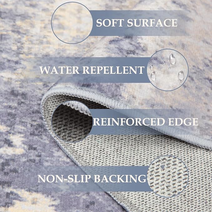 RELEANY Washable Area Rugs 9'x12' Non-Slip Modern Abstract Soft - Image 2