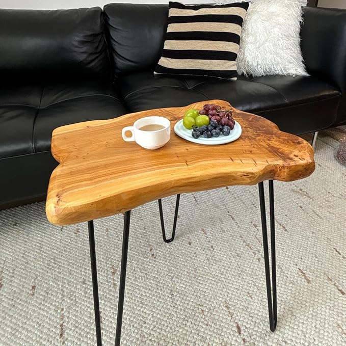 Natural Edge End Table, Live Edge Side Table by Unknown