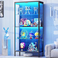 Display Cabinet with Glass Doors, 4-Tier Curio Cabinet with 3 Color Lights by Unknown