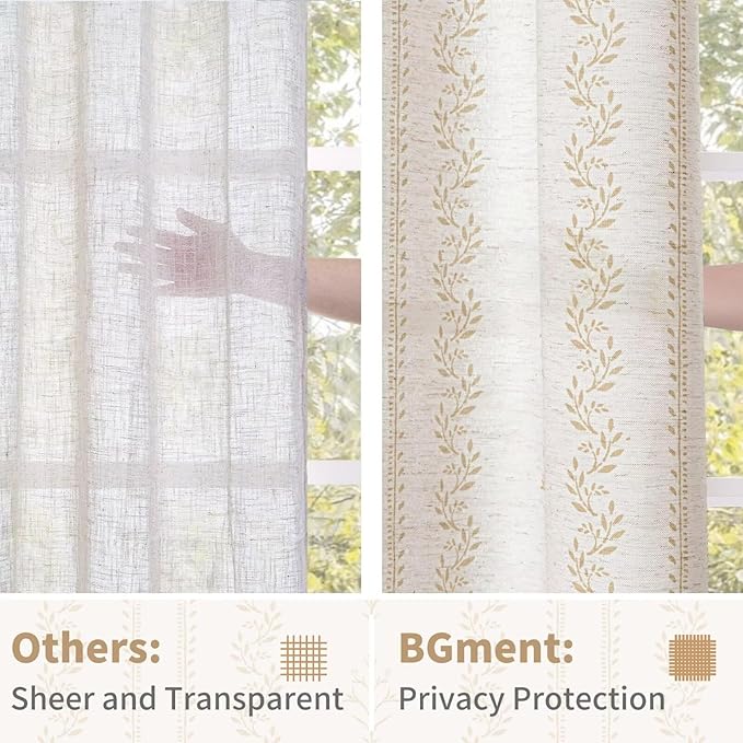 BGment Boho Curtains Leaf Floral Print Cottage Core Botanical Curtains - Image 5