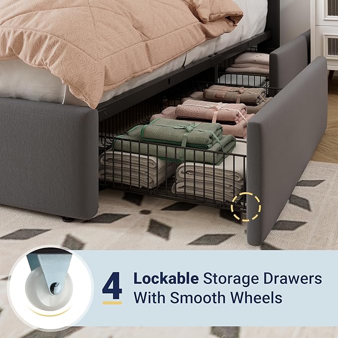 Allewie Full Size Storage Bed Frame, Vertical Channel Tufted Adjustable - Image 5