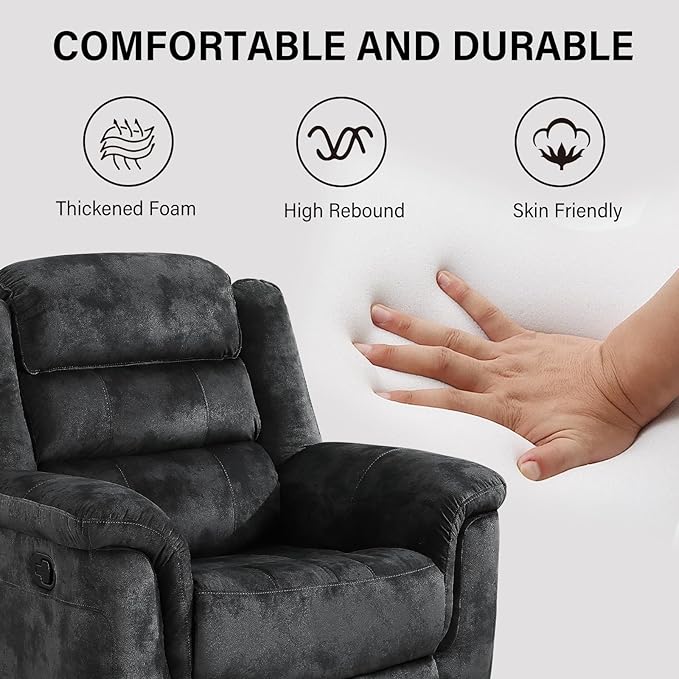 EBELLO Manual Recliner Chair, Soft Fabric Recliner Sofa - Image 5