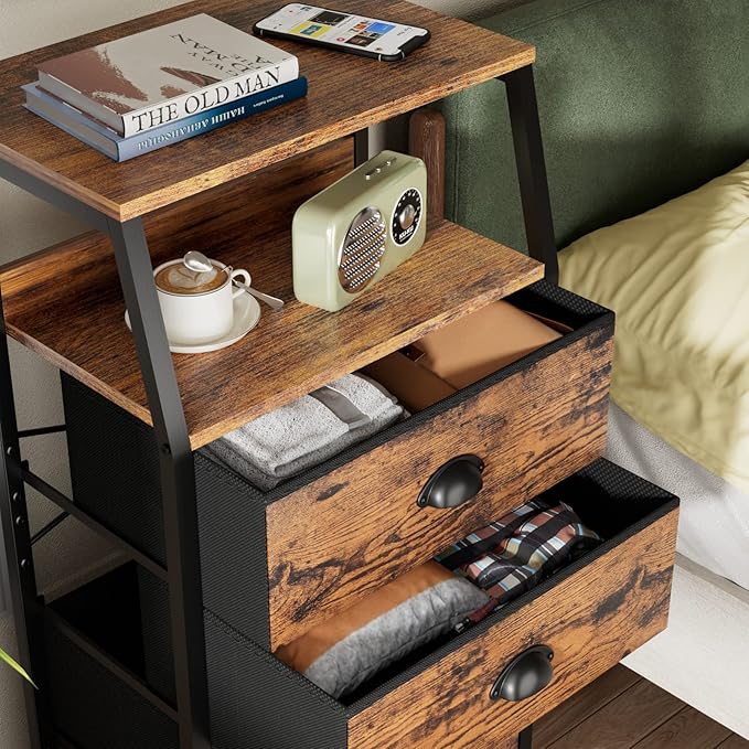 Furnulem Tall 5 Drawers Dresser, Vertical Storage Tower Fabric Dresser - Image 4
