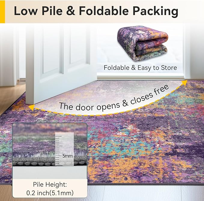 RELEANY Washable Area Rugs 8ft Non-Slip Modern Abstract Soft - Image 5