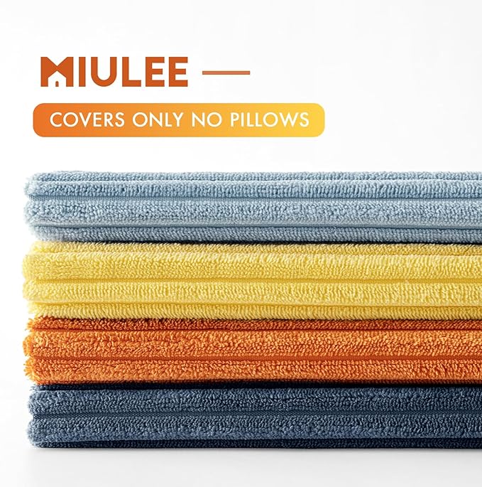 MIULEE Pack of 4 Blue-Orange Corduroy Decorative Throw Pillow Covers 18x18 Inch - Image 7