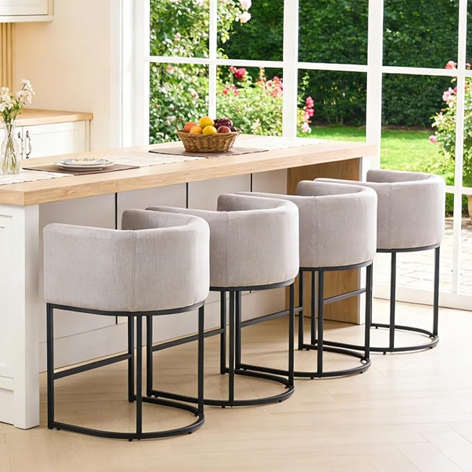 ClinQ 26" H Counter Height Bar Stools Set of 6, Modern Barrel Counter Stools - Image 8