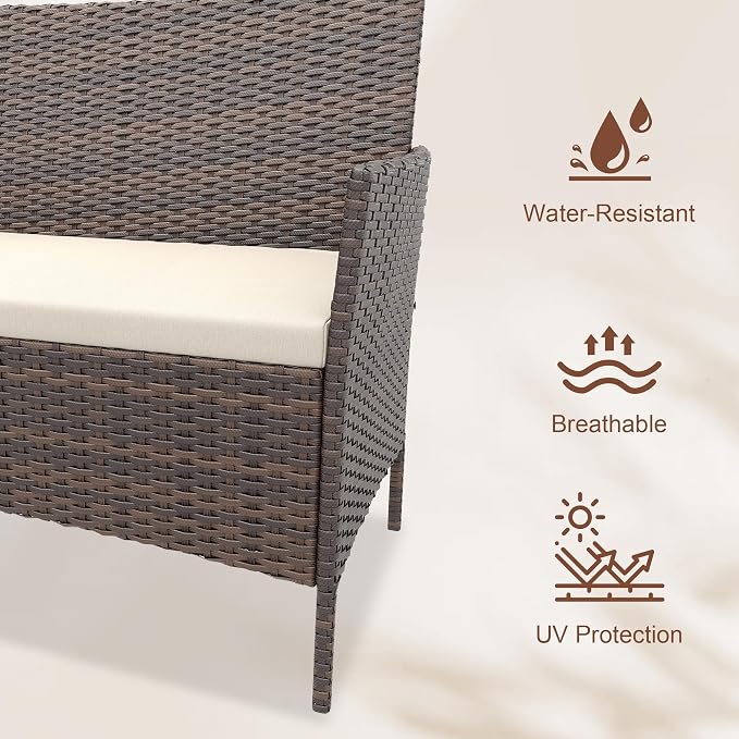 4-Piece Patio Furniture Set, Outdoor Wicker Conversation Set - Image 4