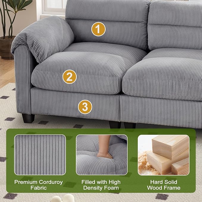 HAOMARKETS Corduroy 2-Seater Sofa, Upholstered Loveseat Couch - Image 4