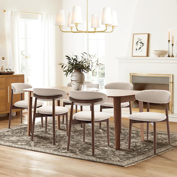 COLAMY Wooden Dining Chairs Set of 4, Modern Fabric Upholstered Kitchen Side - Image 8