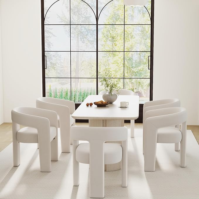 RIVOVA Modern Barrel Dining Chairs Set of 6, Velvet Upholstered Accent Side - Image 3