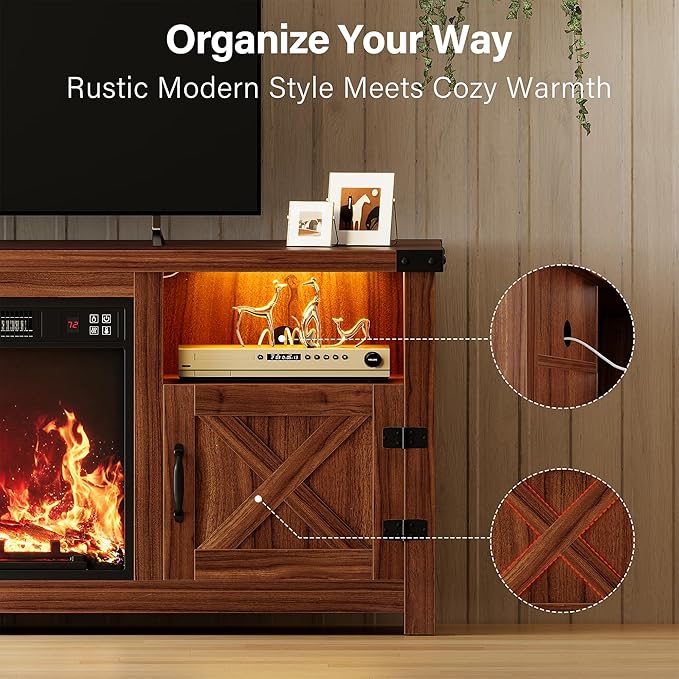 YESHOMY LED Fireplace TV Stand - Image 2