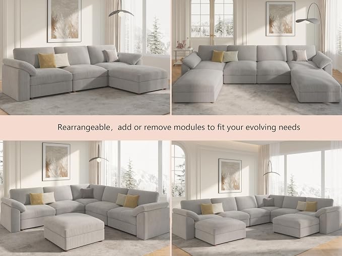 EASE MOOSE Oversized Sectional Modular Sofa, L Shape Sectional Couch Wide Deep - Image 7
