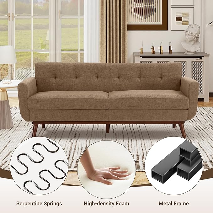 Kingfun 77.2" W Loveseat Sofa, Mid Century Modern Decor Love Seat Couches - Image 6