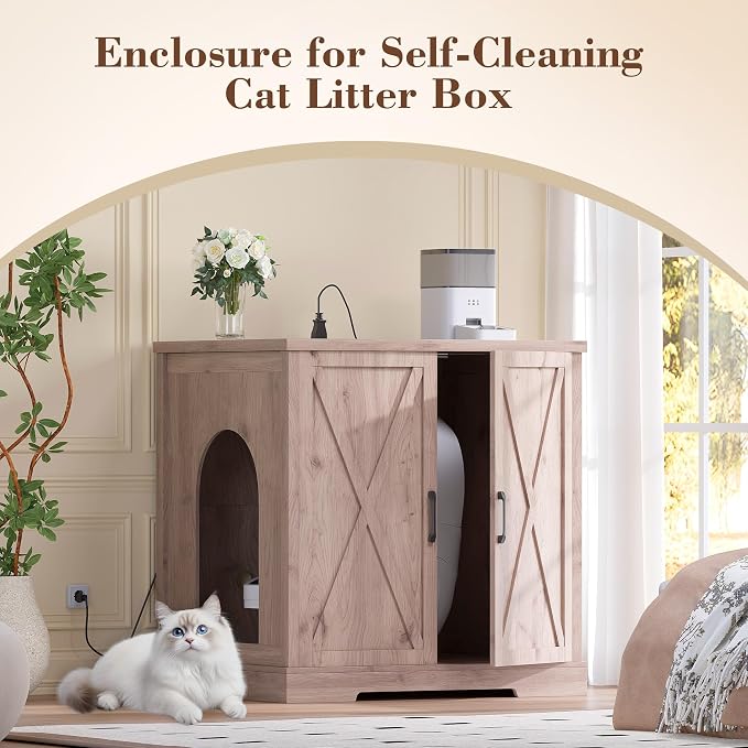 Heybly 34.5" Litter Box Enclosure, Large Robot Cabinet - Image 3