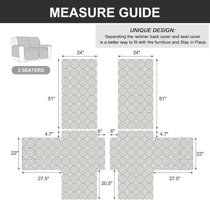Genina Waterproof Loveseat Recliner Cover Non-Slip, Sofa Cover - Image 5