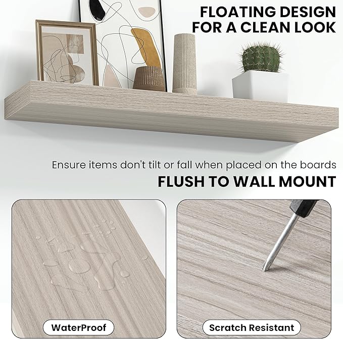 Fun Memories 67 Inch Fireplace Mantel Shelf, Deep Floating Shelves - Image 4