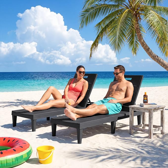 Greesum Outdoor Chaise Lounge Chair Set of 4, Waterproof 5-Position Adjustable - Image 7