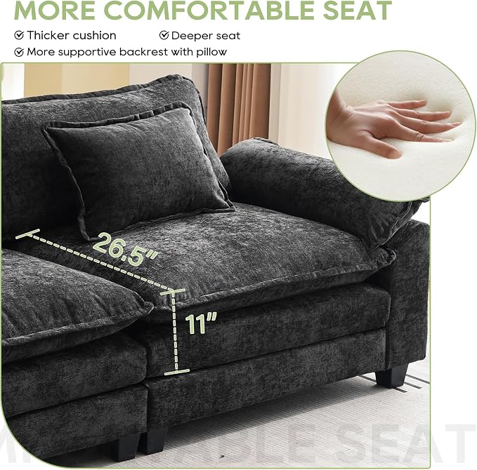 Oprisen 120" Modular Sectional Sofa, Comfy Cloud Couch Sectional Sofa - Image 7