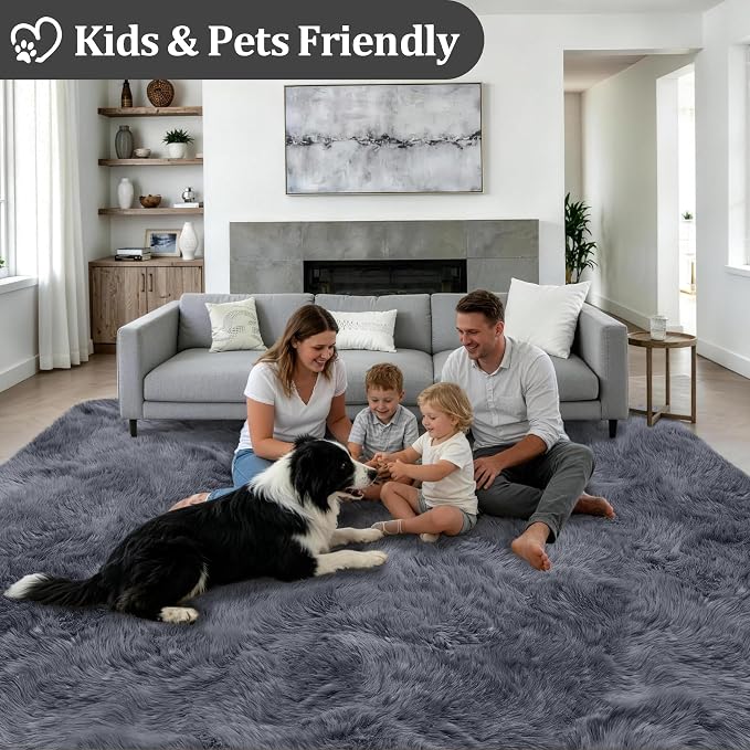 Fluffy Area Rugs 9x12 Living Room Bedroom: Ultra Soft Shag Rug Upgrade Non-Slip - Image 4