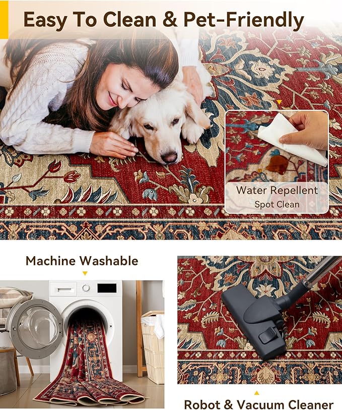 RELEANY Area Rugs 2'x8' Runner Rug Non Slip Washable - Image 4