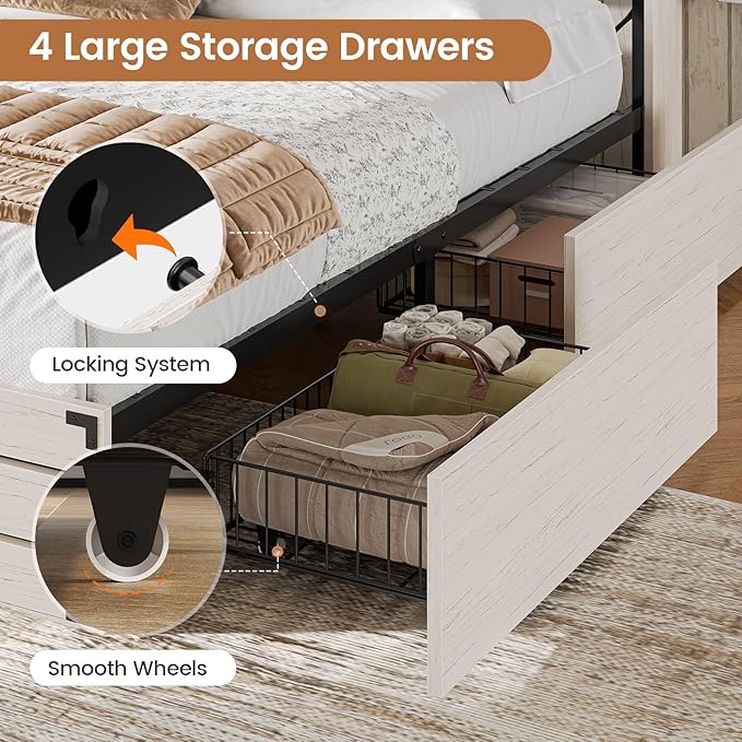 VIAGDO Wooden Bed Frame King Size - Image 6
